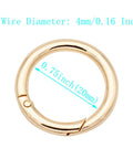 Gold round carabiner clip, 0.75 inch diameter, for keyrings. Sold in Twenty Pack Trigger Spring Round Carabiner Clips Snap Hooks.