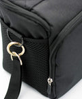 Twenty Pack Trigger Spring Round Carabiner Clips Snap Hooks For Keyrings Buckles Bags Purses Gold Three Quarter Inch Durable Zinc Alloy Anti Rust Quick Secure Attachments For Keys And Gear Ideal For Everyday Carry And Gear, attached to black bag