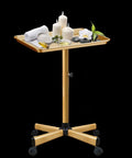 Premium Aluminum Salon Tray With Adjustable Height From 26 To 43 Inches On Wheels, Corrosion Resistant Mobile Tool Tray For Beauty Spa And Dental Clinics, Gold Finish With Four 360 Degree Rotating Casters.