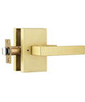 Gold Satin Brass Privacy Door Lever For Interior Bathroom With Silent Mechanism And Push Button Lock Exterior Lever Included Built To Last
