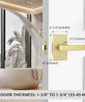 Gold Satin Brass Privacy Door Lever For Interior Bathroom With Silent Mechanism And Push Button Lock Exterior Lever Included Built To Last Heavy Duty Door Handle With Sturdy Zinc Alloy Rosette And Smooth Operation dimensions