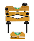 Scope Leveling Kit With Magnetic Bubble Levels For Precise Alignment On Cylindrical Tubes Gold Barrel Clamp Easy Clamp Built To Last Pro Grade High Precision Leveling Tool For Riflescopes And Tubed Gear With Stable Reference Level, showing front view with gold finish and integrated bubble level.