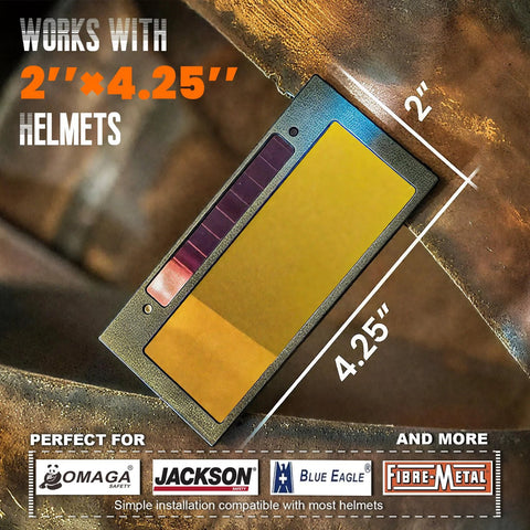 Shade 10 Auto Darkening Welding Lens With Gold Coating 0.01ms Reaction Time, 2x4 1/4x0.2 Inch Replacement Lens display