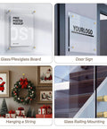 Stainless Steel Gold Sign Mounting Bracket Hardware Pack Of 8 For Wall Mounting Glass And Acrylic Signs Including Sign Standoff Screws Three Quarters Inch By One Inch Brushed Finish For Hanging Acrylic Picture Frames in various applications like poster boards, door signs, and glass railings.