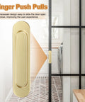 Two Pack Self Stick Oval Sliding Door Pulls In Gold Aluminum Alloy 5.83 Inch for Doors and Cabinets