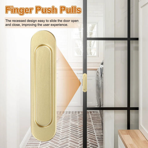 Two Pack Self Stick Oval Sliding Door Pulls In Gold Aluminum Alloy 5.83 Inch for Doors and Cabinets