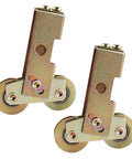 2 Pcs Gold Sliding Door Rollers With 1-1/4 Inch Tandem Wheels, Heavy-Duty Steel Ball Bearings and Rear Adjustment for Smooth Operation