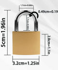 2 Pack Small Keyed Padlocks 32mm Locker Locks In Gold, compact gold padlock with size measurements, hardened alloy body.