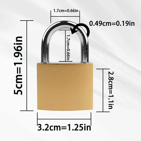 2 Pack Small Keyed Padlocks 32mm Locker Locks In Gold, compact gold padlock with size measurements, hardened alloy body.