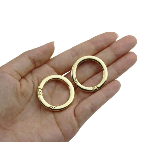 2 Pack 1 Inch Spring O Rings For Purses And Handbags, Gold Finish, Easy Spring Opening Clips For Adjustable Strap Lengths And Key Rings