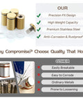 Comparison of stainless steel gold sign mounting bracket hardware and other metals for wall mounting glass and acrylic signs.