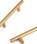 Ten Pack Hollow Stainless Steel Cabinet Handles in Gold Finish, 6 Inch Length, ergonomic rounded design, side view