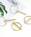 4 Pack Heavy Duty Stainless Steel Gold Lynch Pins With Ring For Trucks Tractors Trolleys Lawn Mowers And Trailers One Quarter Inch By One And Three Quarter Inch Zinc Coated Six Millimeter By Forty Five Millimeter Corrosion Resistant displayed on a white surface