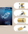 Stainless Steel Gold Sign Mounting Bracket Hardware Pack Of 8 For Wall Mounting Glass And Acrylic Signs Including Sign Standoff Screws Three Quarters Inch By One Inch Brushed Finish For Hanging Acrylic Picture Frames