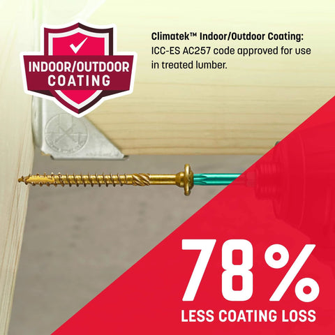 5/16 x 6 Inch RSS Rugged Structural Screws, Heavy Duty Lag Screw Alternative with Zip Tip Technology in wooden beam
