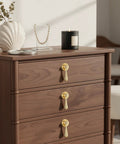 Dresser with Two Pack Solid Brass Cabinet Knobs And Tear Drop Pendant Pulls In Brushed Gold Finish, antique style hardware installed
