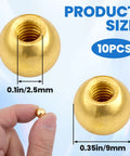 10 Pack M4 Thread Cap Knobs Gold Ball Shape Decorative Screw Caps For Lighting Fixtures And Furniture Fastening 9 Mm Diameter