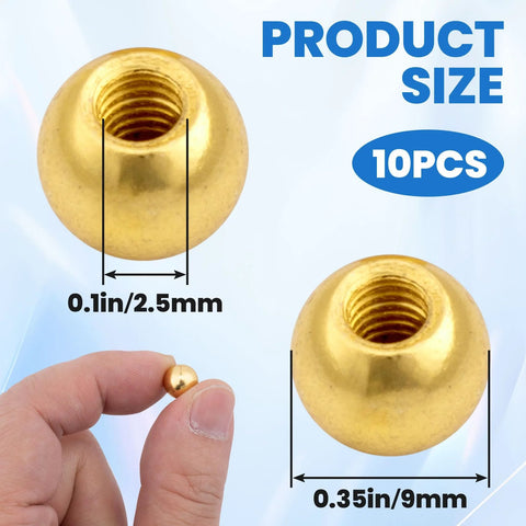10 Pack M4 Thread Cap Knobs Gold Ball Shape Decorative Screw Caps For Lighting Fixtures And Furniture Fastening 9 Mm Diameter