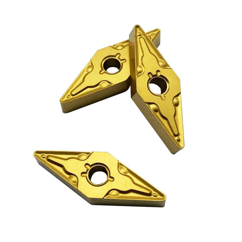 Gold TiN Coated Carbide Inserts Set For MVJNR MVJNL MVVNN Tool Holders VNMG332 VNMG160408 Ultra Wear Resistant, side view