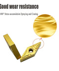 Gold TiN Coated Carbide Inserts Set For MVJNR MVJNL MVVNN Tool Holders VNMG332 VNMG160408 shown in close view