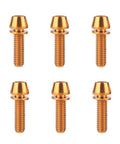 ✝️ VAMUOEFL Titanium Bolt M5x16 18 20mm Allen Hex Tapered Head with Washer for MTB Road Bicycle Parts Bike Stem Screw 6Pcs (Gold, M5x18mm)