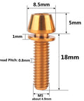 VAMUOEFL Titanium Bolt M5x18mm Allen Hex Tapered Head with Washer for MTB Road Bicycle Parts, Gold