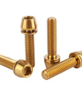 ✝️ UHDFBDHF 4Pcs Titanium Bolt M6 x 25mm Allen Hex Bolts with Washers Screw for Bicycle V Brake Hub Fixed (Gold)
