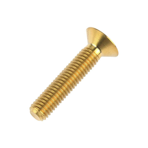 ✝️ Wanyifa Titanium Ti M5x10 12 15 20 25mm Countersunk Flat Head Hex Socket Cap Screw Bolt Pack of 4 (M5x25mm, Gold) close-up