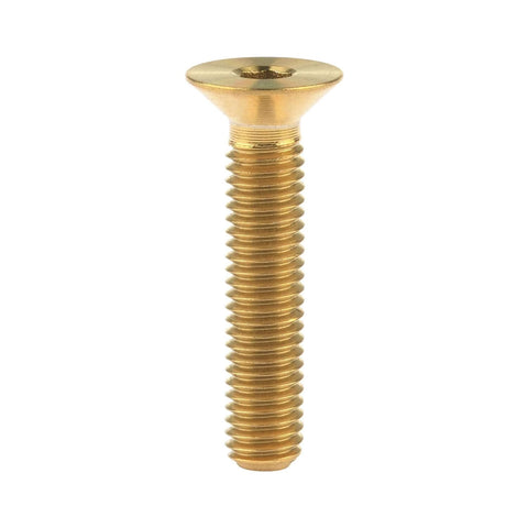 ✝️ Wanyifa Titanium Ti M5x10 12 15 20 25mm Countersunk Flat Head Hex Socket Cap Screw Bolt Pack of 4 (M5x25mm, Gold) close-up