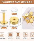 Gold Tone M4x0.7 Sign Standoff Screws With Spacers 8 Pack Wall Mount Hardware for Acrylic Glass Signs and Mirrors, Carbon Steel