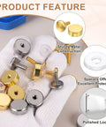 Gold Tone M4x0.7 Sign Standoff Screws With Spacers 8 Pack Wall Mount Hardware for Acrylic Glass Signs and Mirrors in hand