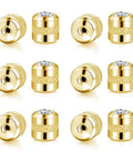 ✝️ Titanium Screw Earring Backs with Clear CZ|3 Pairs 20G/0.8mm and 3 Pairs 18G/1mm|Gold Tone Stainless Steel Backings