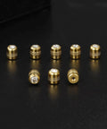✝️ Titanium Screw Earring Backs with Clear CZ|3 Pairs 20G/0.8mm and 3 Pairs 18G/1mm, gold tone stainless steel backings on display.