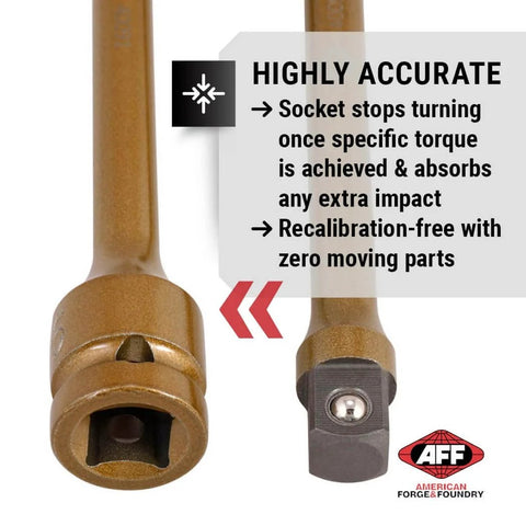 Close-up of Torque Limiting Extension 1/2" Drive 90 ft/lbs - Gold- 40091 showing socket details and highlighted features.
