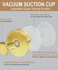 Gold Suction Cup Hooks for Glass Window, showcasing upgraded suction technology and stainless steel finish, easy no-tool installation.