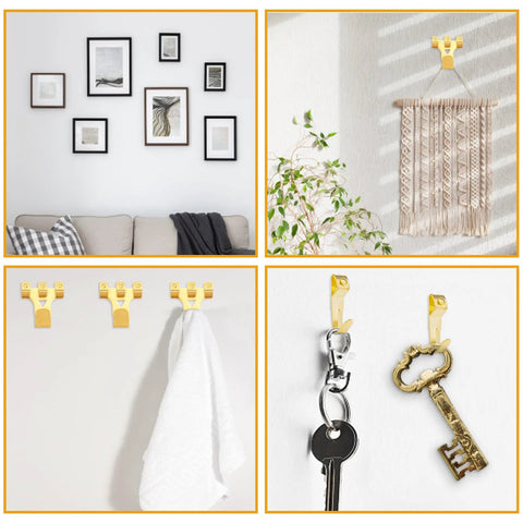303 Piece Picture Hanging Kit With Heavy Duty Hooks Nails Sawtooth Wire D Rings And Level In A Categorized Organizer For Easy Frame Canvas Mounting And Wall Art Display Great For DIY Mounting And Easy Gallery Displays, showing varied uses including frame, textile, towel, and key hanging.