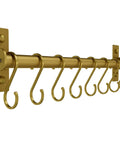 Gold Kitchen Utensil Holder Hanger, Pot and Pan Rack Wall Mounted with 8 Hooks for Hanging Cooking Utensils, Mugs, Spoons, Wall Mounted