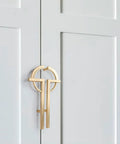 2 Pack Gold Zinc Alloy Cabinet Pulls Modern Minimalist Handle Set on white cabinet