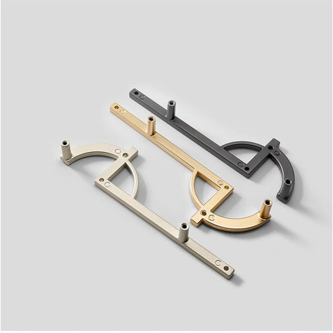 2 Pack Gold Zinc Alloy Cabinet Pulls Modern Minimalist Handle Set shown in different finishes on a gray background