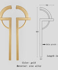 2 Pack Gold Zinc Alloy Cabinet Pulls Modern Minimalist Handle Set with dimensions and gold finish details