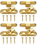 4 Pack Zinc Alloy Flip Gate Latch Set, 3 Inch Sliding Barn Door Lock With 90 And 180 Degree Opening, Includes Screws, Bright Gold Finish