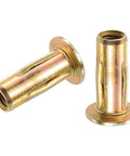 Multi Grip Rivet Nuts 5/16-18 10 Pack Pre-Bulbed Shank Flat Head Threaded Insert Nuts Gold Zinc Plated Finish Carbon Steel