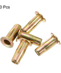 Multi Grip Rivet Nuts 5/16-18 10 Pack Pre-Bulbed Shank Flat Head Threaded Insert Nuts Gold Zinc Plated Finish Carbon Steel