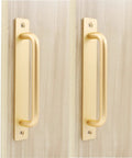 2 Pack Rustic Barn Door Handles In Golden Aluminum Alloy, 7 Inch Modern Sliding Door Pulls for Kitchen Cabinets and Shed