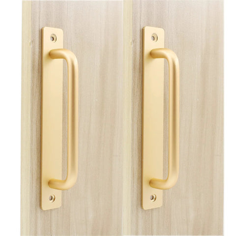 2 Pack Rustic Barn Door Handles In Golden Aluminum Alloy, 7 Inch Modern Sliding Door Pulls for Kitchen Cabinets and Shed