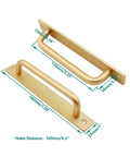 2 Pack Rustic Barn Door Handles In Golden Aluminum Alloy, 7 Inch Modern Sliding Door Pulls, showing length and mounting holes.