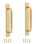 2 Pack Rustic Barn Door Handles In Golden Aluminum Alloy, 7 Inch Modern Sliding Door Pulls For Kitchen Cabinets And Shed, Smooth Brushed Finish, Anti Rust And Anti Corrosion, Includes Mounting Screws.