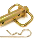 Golden Hitch Pin Zinc Plated Replacement For Western 93028 shown with clip on white background