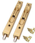 2 Pack Hidden Latch And Bolt Set In 304 Stainless Steel, 6 Inch Security Door Bolt Latch With Double Door Lever Action Flush Bolt For French Doors, Golden Finish, Rust Resistant, Durable, Easy To Use