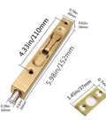 2 Pack Hidden Latch And Bolt Set In 304 Stainless Steel, 6 Inch Security Door Bolt Latch For French Doors, Golden Finish